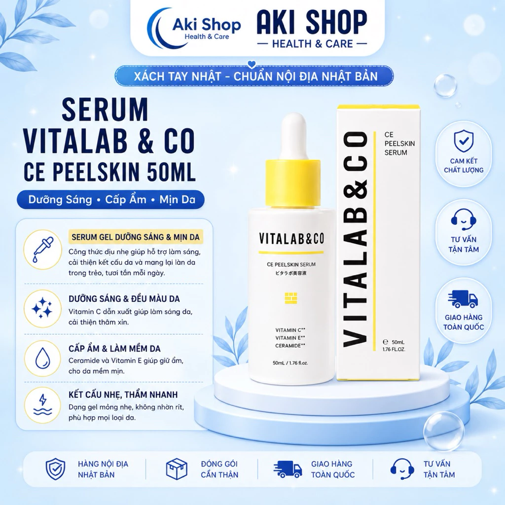 Tinh Chất Vitalab & Co CE Peelskin Serum Vitamin C 50ml Dưỡng Trắng Đều Màu Da Nhật Bản