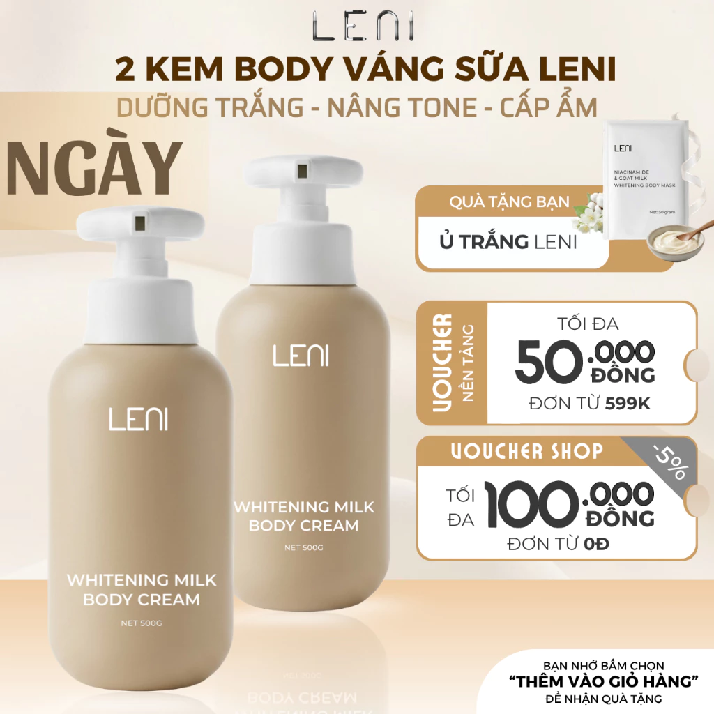 [Tặng 2 Ủ Trắng] Combo 2 Kem Body Váng Sữa Sáng Da Nâng Tone Dưỡng Ẩm Phục Hồi Sâu - Hộp 500ml