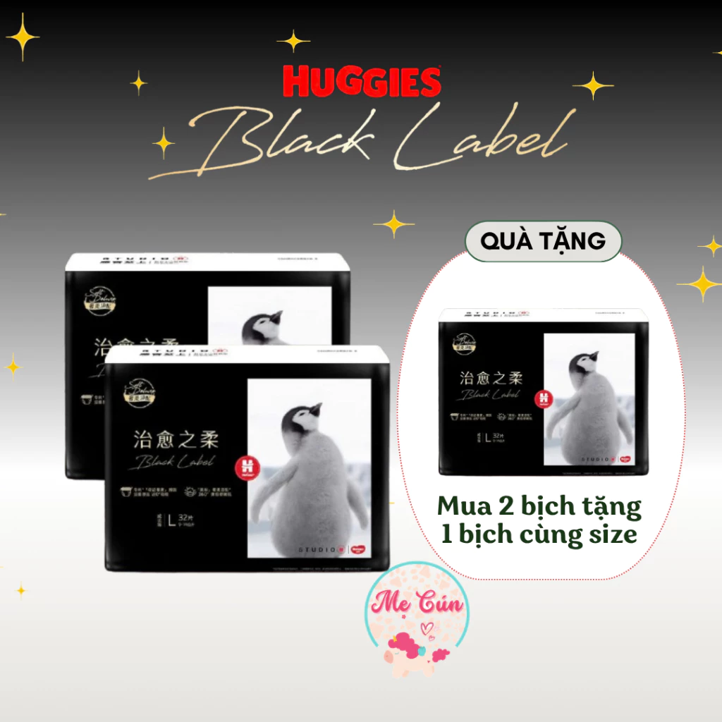(Mua 2 tặng 1) Tã quần Huggies Siêu cao cấp Black Label mới nhập khẩu L32, XL28, XXL24