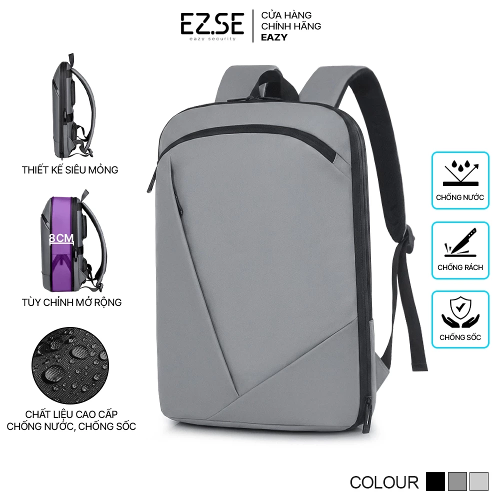 Balo đựng laptop chống sốc chống nước cao cấp EAZY BLA14 , Balo laptop siêu mỏng có mở rộng