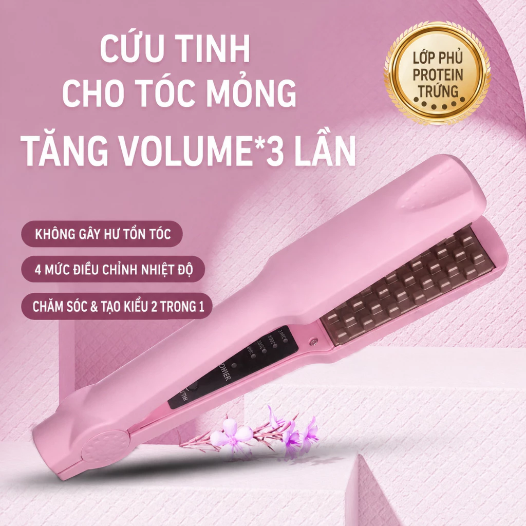 Máy Bấm Xù Dập Phồng Chân Vuông Xanh, 4 Cấp Độ Điều Khiển Nhiệt Độ Thông Minh
