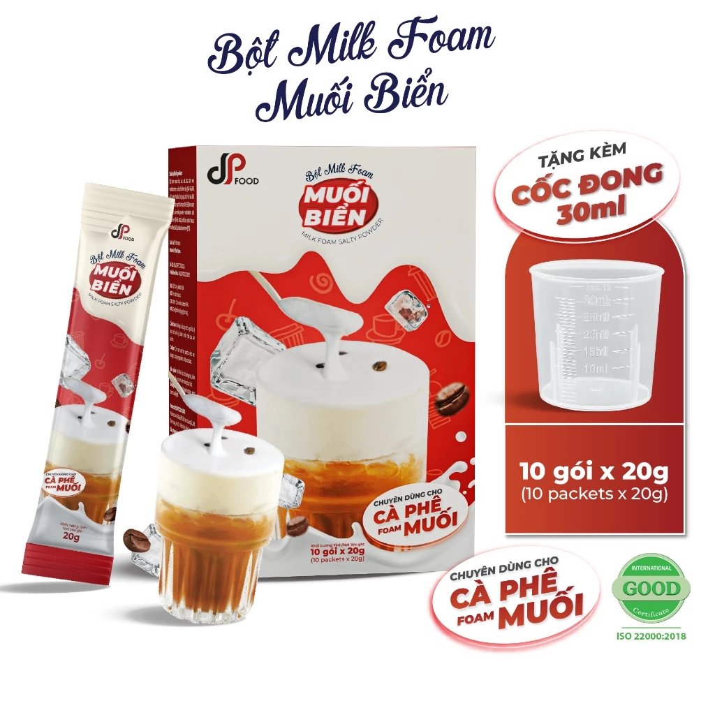 [HỘP 10 GÓI x 20G] Bột Làm Kem Muối DP FOOD - Nhỏ Gọn, Tiện Lợi, Dễ Làm, Sánh Mịn Béo Mặn Đậm Đà