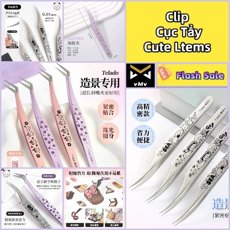 vMv ✨ Enjoymore Nhíp Gắp Sticker Màu Macaron Gắp Lông Mi Linh nhíp gắp hình dán hỗ trợ trang trí sổ tay bullet journal