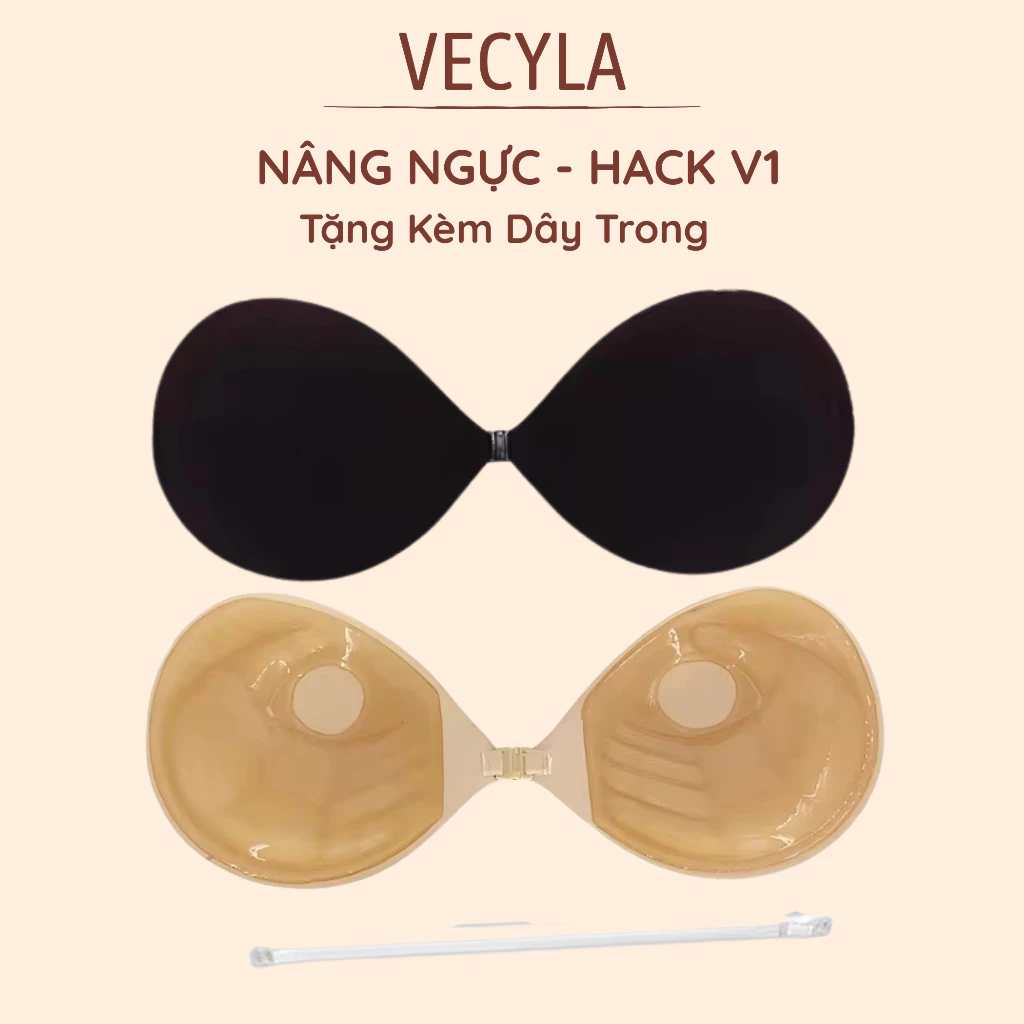 Miếng dán ngực VECYLA cài trước nâng ngực siêu dính, Áo bra dán Ngực Silicon bàn tay hở lưng