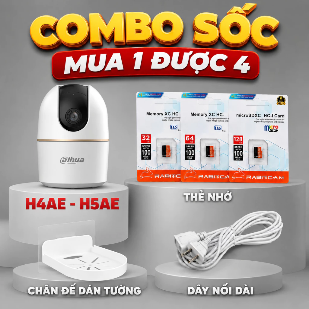 [MUA 1 ĐƯỢC 4]Camera Wifi Trong Nhà DaHua H3AE/H4AE/H5AE Đàm thoại 2 chiều,Theo dõi thông minh
