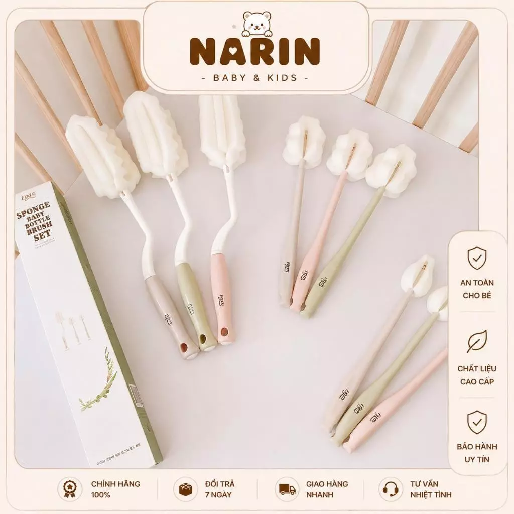 Cọ Rửa Bình Sữa Và T.i G.i.ả Cao Cấp An Toàn Chính Hãng TGM Hàn Quốc Và BARROT Set chổi cọ bình sữa