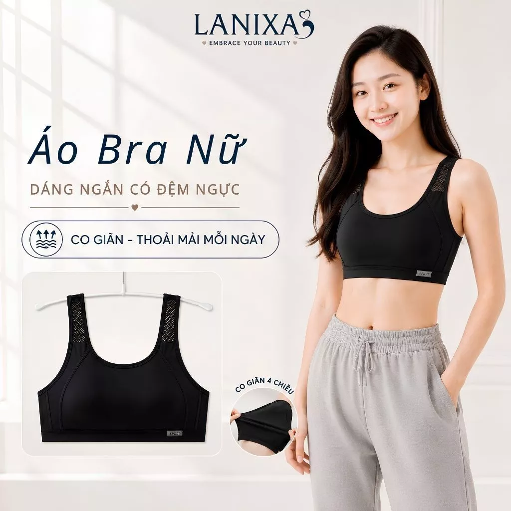 Áo bra nữ thể thao tập gym đệm mút mỏng chất cotton thấm hút mồ hôi mặt sau lưới thoáng mát A611