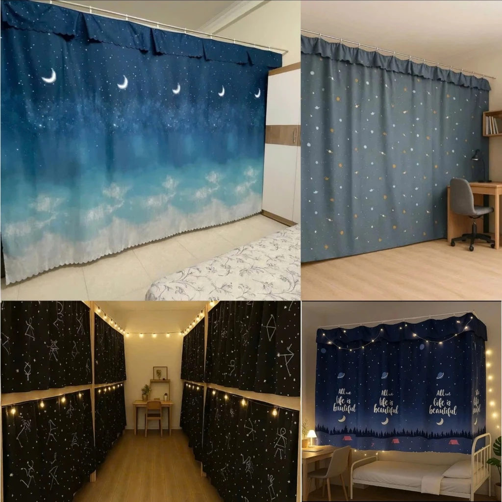 RIDO Rèm Cửa Ngăn Phòng Che Nắng Phòng Ngủ Có Móc Treo Vải Cotton Poly Nhiều Kích Thước