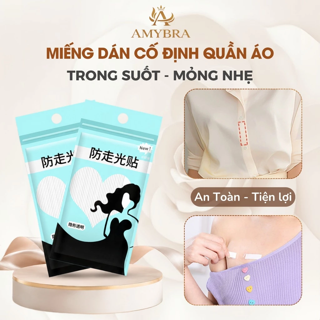 [ BẢN NÂNG CẤP ] 36 Miếng Dán Cố Định Quần Áo, Băng Dính Thời Trang 2 Mặt Mỏng Chống Hở AMYBRA D3001