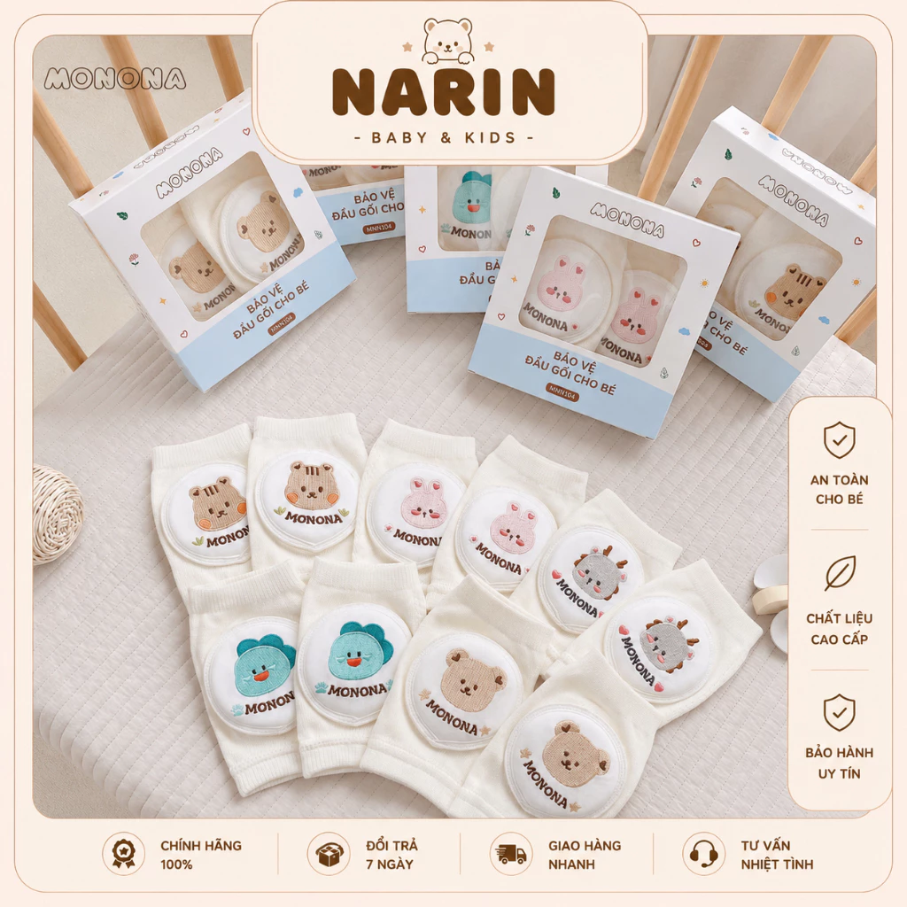 Đệm Lót Bảo Vệ Đầu Gối Cho Bé Tập Bò Tập Đi Chất Liệu Coton Mềm Mịn Thoáng Khi An Toàn Mozio