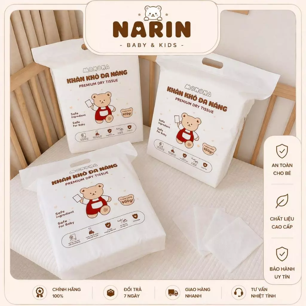 Khăn Khô Đa Năng Monona Cao Cấp Mền Mại, Dịu Nhẹ, An Toàn Cho Bé Từ Sơ Sinh moziostore