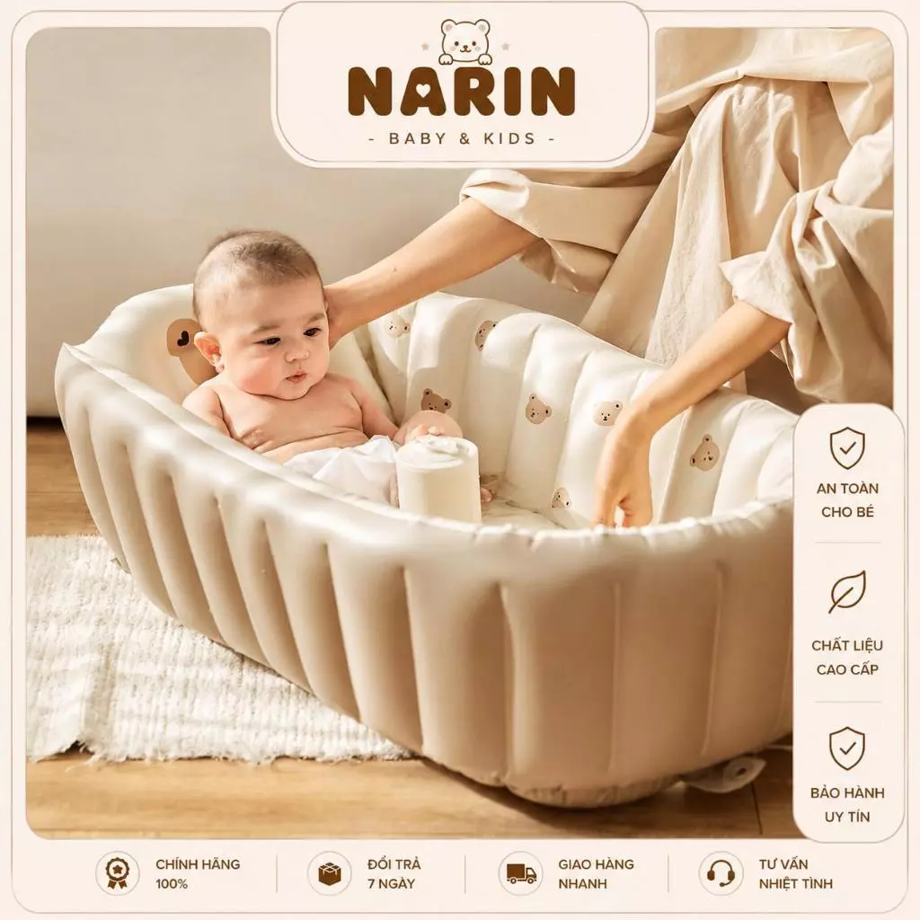 Bể Tắm Hơi Mùa Hè Dành Cho Bé& Bồn Tắm Bơm Hơi Tự Động Chất Liệu PVC Bền Đẹp, An Toàn Cho Trẻ Em Mozio