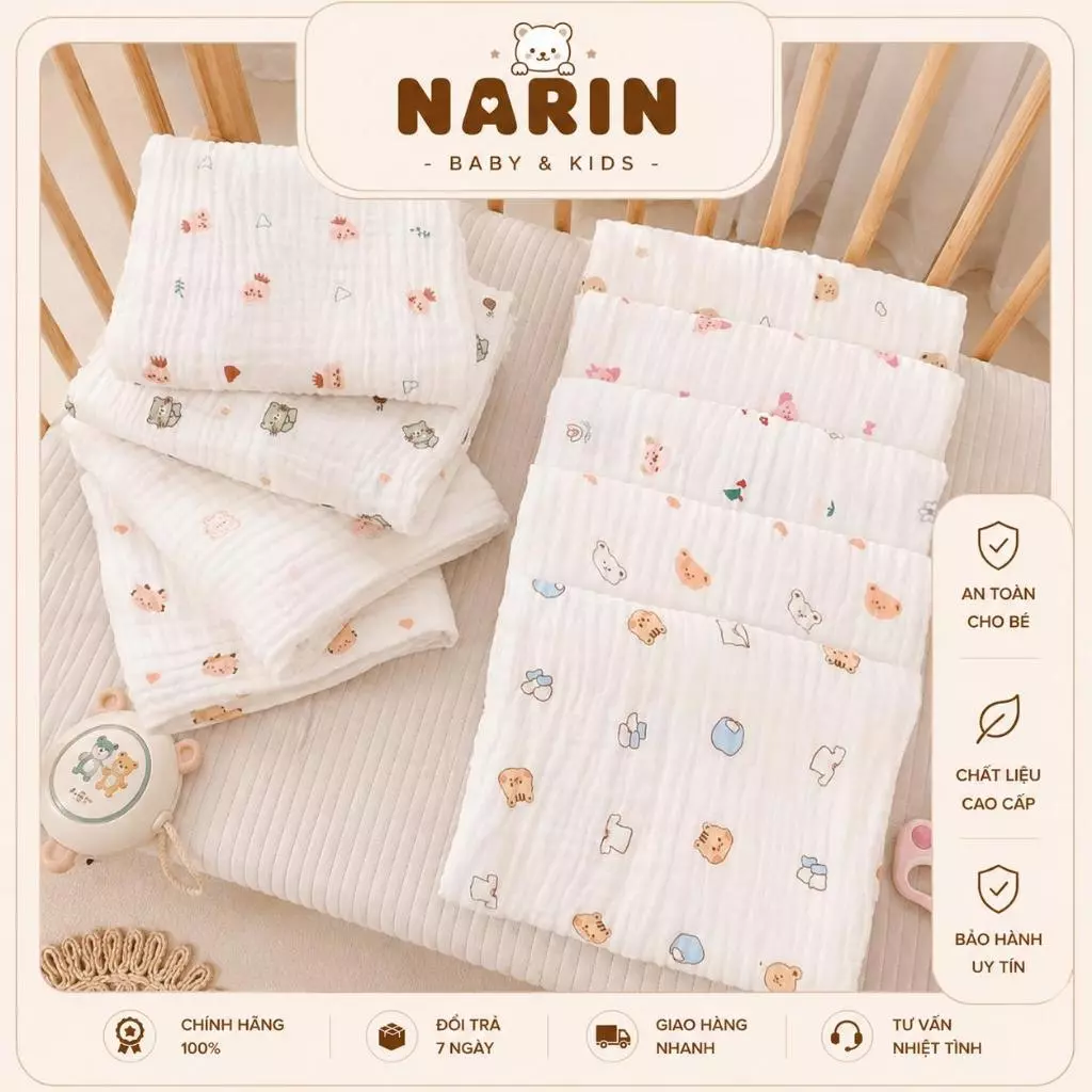 Khăn Tắm Và Khăn Sữa 6 lớp Monona Xô Nhăn Organic Có Khả Năng Kháng Khuẩn Mềm Mại Siêu Thấm Hút