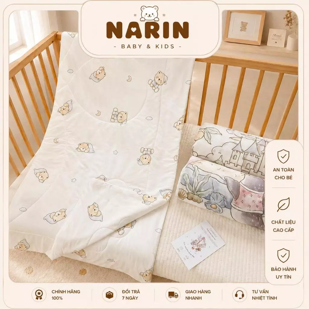 Chăn điều hòa, Chăn Bông cho bé Monona thoáng khí, mát lạnh, dịu êm cho trẻ có một giấc ngủ ngon.