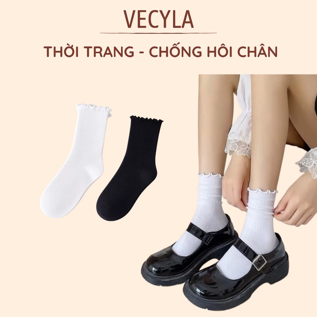 Tất nữ VECYLA cổ cao, tất cổ bèo 3 màu cơ bản dễ phối đồ cho nữ T802