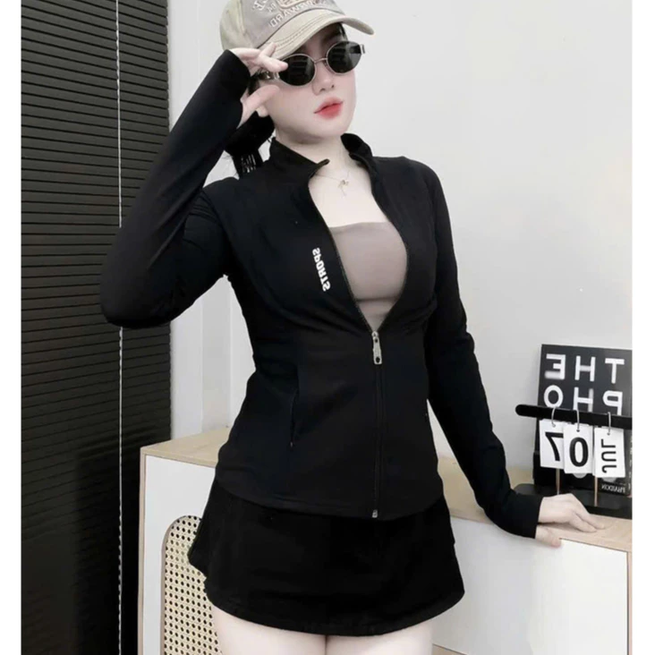 (MAY ĐẸP ) ÁO KHOÁC THUN LẠNH GYM CỔ TRỤ IN CHỮ SPORT CHẤT VẢI CO GIÃN, THOÁNG MÁT, CHỐNG NẮNG K&B FASHION