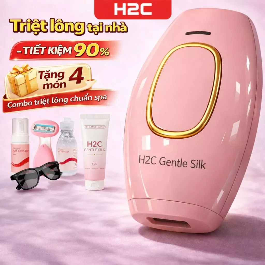 Máy triệt lông mini, combo triệt cạo lông mềm mượt, an toàn với da phù hợp cho da nhạy cảm H2c