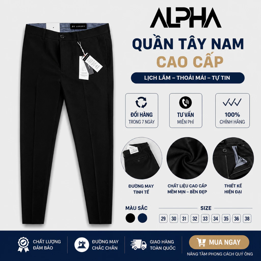 Quần Dài Tây Nam, quần Âu Gen Alpha chất liệu dày mịn, co giãn nhẹ GEN231
