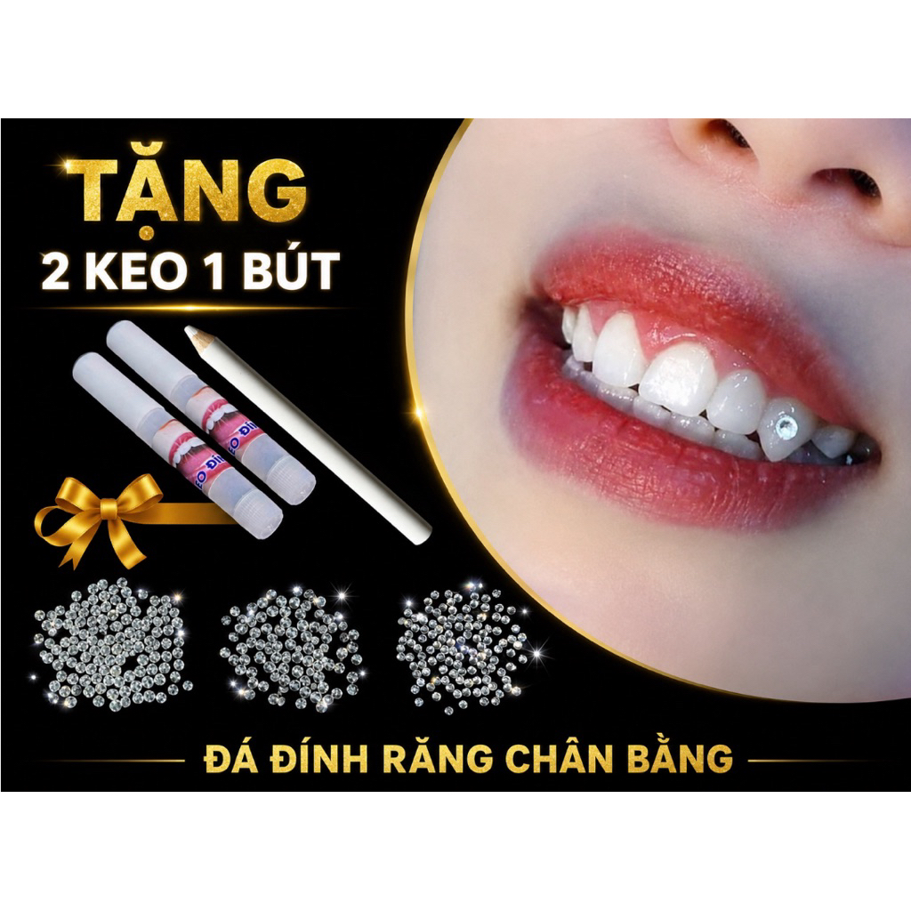 Combo 30v Đá Đính Răng đủ size kèm 2 Keo 1 đính Bút đính( đá chân bằng).