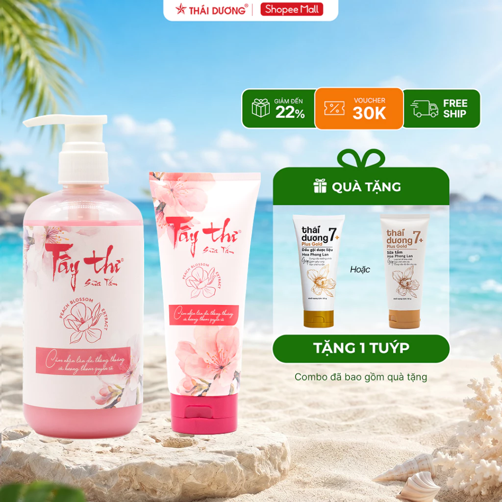 [Voucher 35%] Sữa tắm Tây Thi (chai 200ml/ 500ml) làm sạch da nhẹ dịu dành cho da mụn, kèm quà tặng Sao Thái Dương