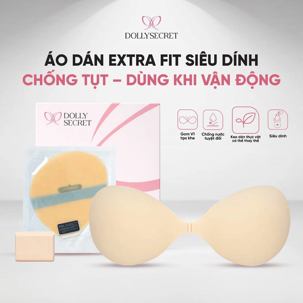 Áo Dán Ngực Siêu Dính Dùng Khi Vận Động Siêu Tệp Da Chống Tụt DOLLYSECRET Chống Nước Chống Mồ Hôi D22