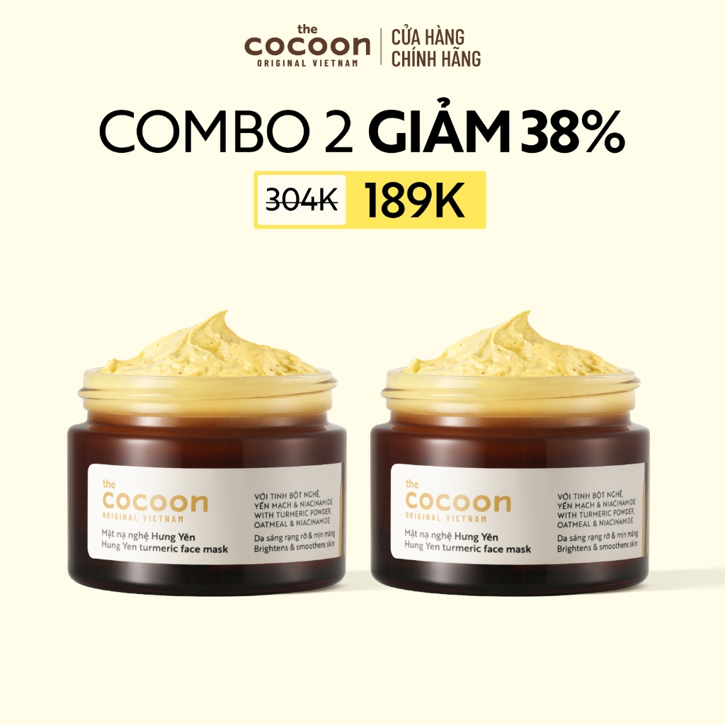 Combo 2 Mặt Nạ Nghệ Hưng Yên Giúp Sáng Da Và Mờ Thâm Cocoon 30ml