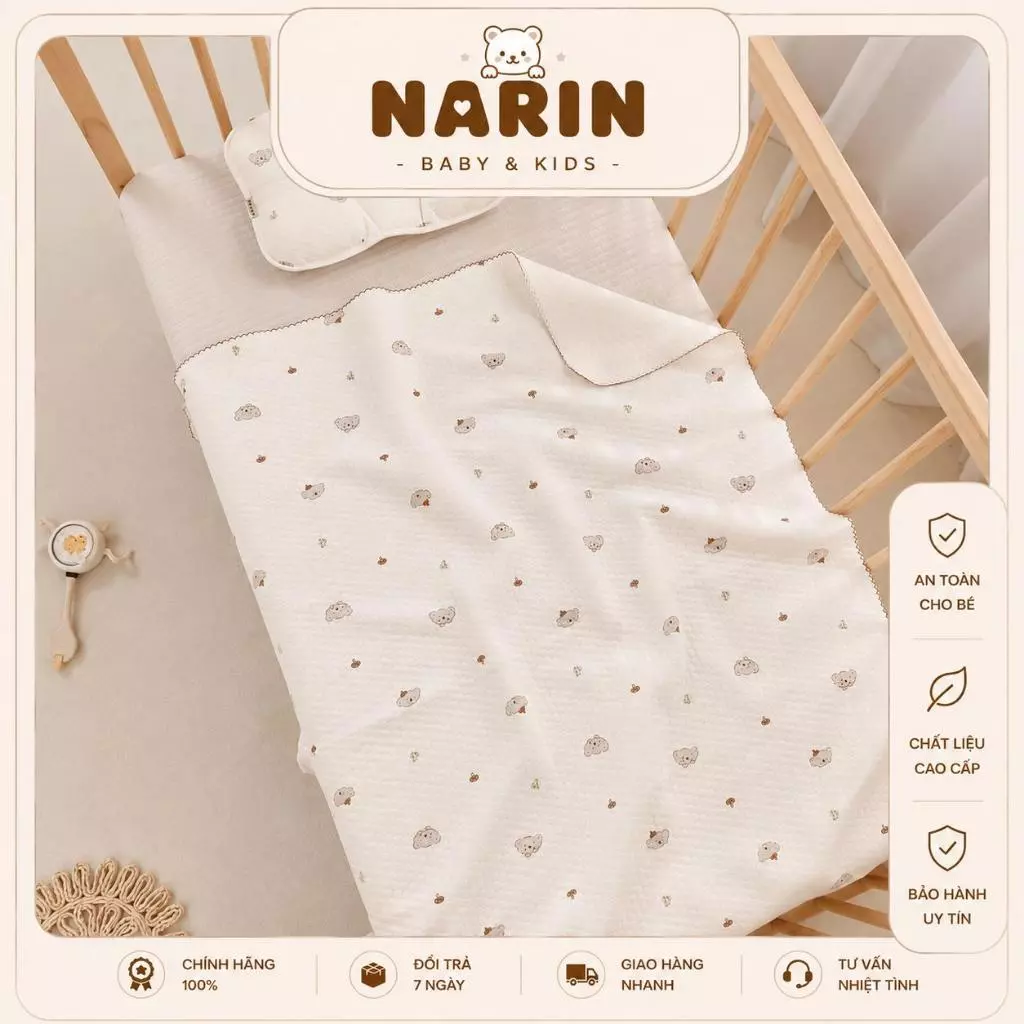 Chăn Cotton Lụa Joonee JN020 Cho Bé Thoáng Khí, Chăn Hè Chất Liệu Mỏng Nhẹ An Toàn.