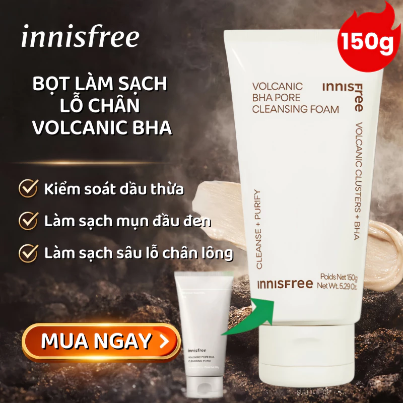 [phiên bản mới]Innisfree Sữa Rửa Mặt 150g | Loại Bỏ Dầu Thừa & Bụi Bẩn Cứng Đầu,Kiểm soát dầu,Da Thoáng Mịn Tức Thì