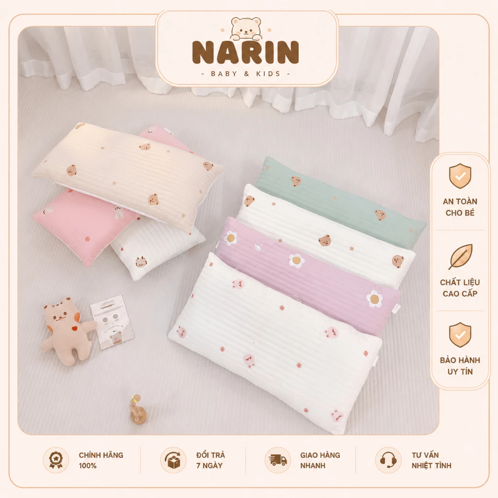 Gối bảo vệ cột sống size to cho bé trai và bé gái chính hãng Amante Hàn Quốc - Gối khổ dài MONONA MNN018 | Gối đầu trẻ e