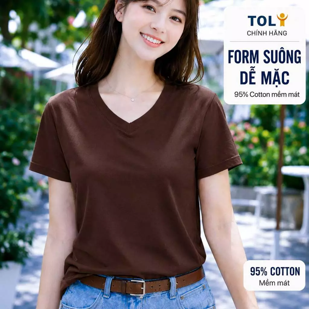 Áo thun nữ cổ Tim TOLI BSA40 – Cotton mềm, form suông gọn dáng, dễ phối mặc mỗi ngày