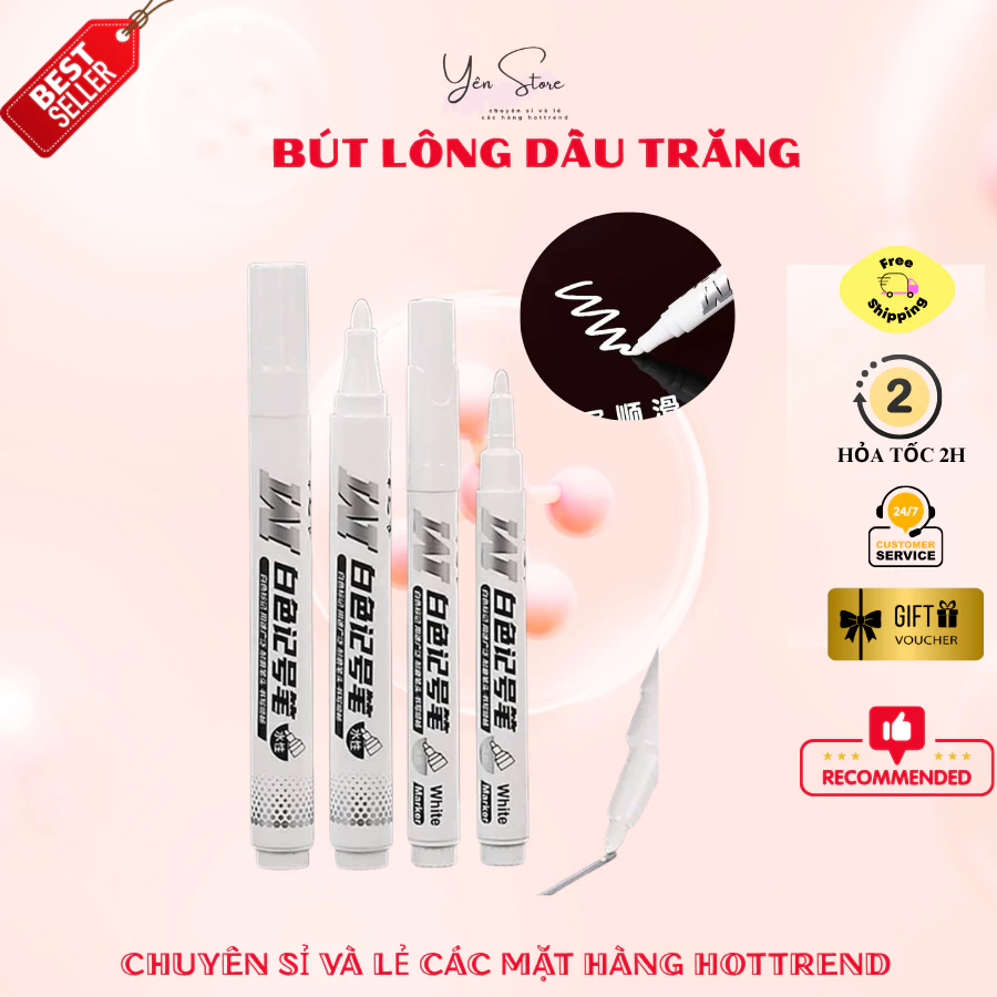 Bút Lông Dầu Trắng Không Trôi Chống Nước, Chuyên Dụng Viết Kính, Bảng Đen, Giày Dép, Đồ Chơi