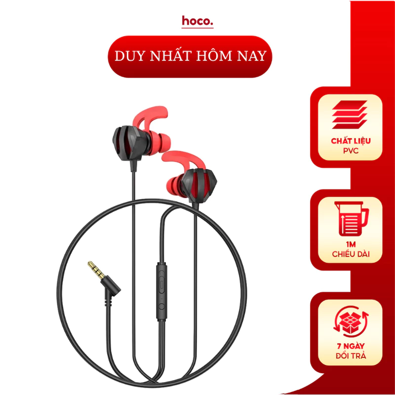 Tai nghe có dây M105 HOCO, tai nghe chơi game có jack cắm 3.5mm, có mic, chống ồn, thiết kế độc đáo