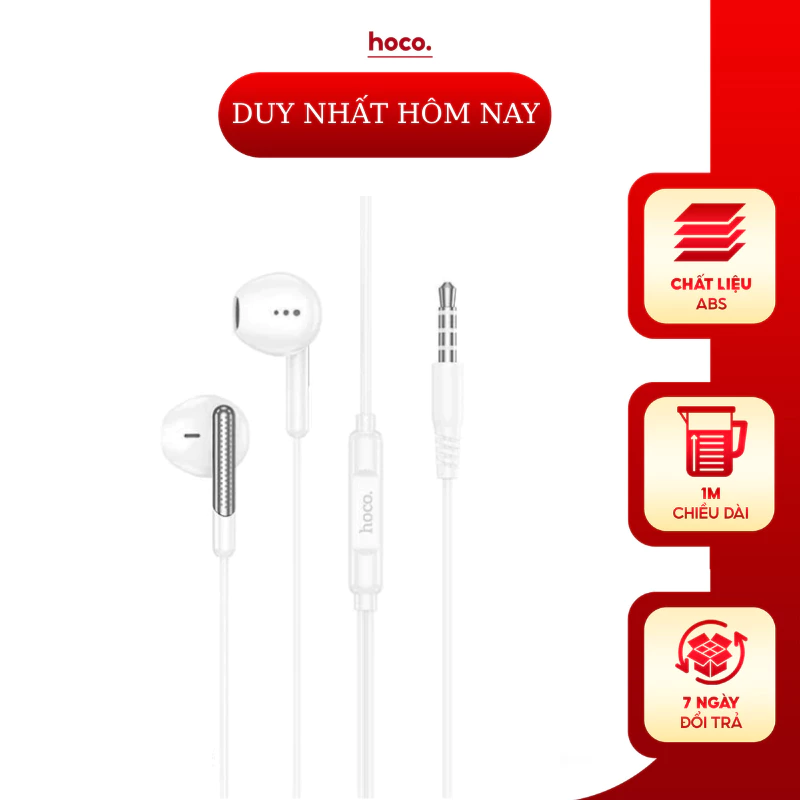 Tai nghe có dây HOCO giắc cắm 3.5mm chất liệu ABS cao cấp chống rối, có mic hỗ trợ dài 1.2m ( M123 )