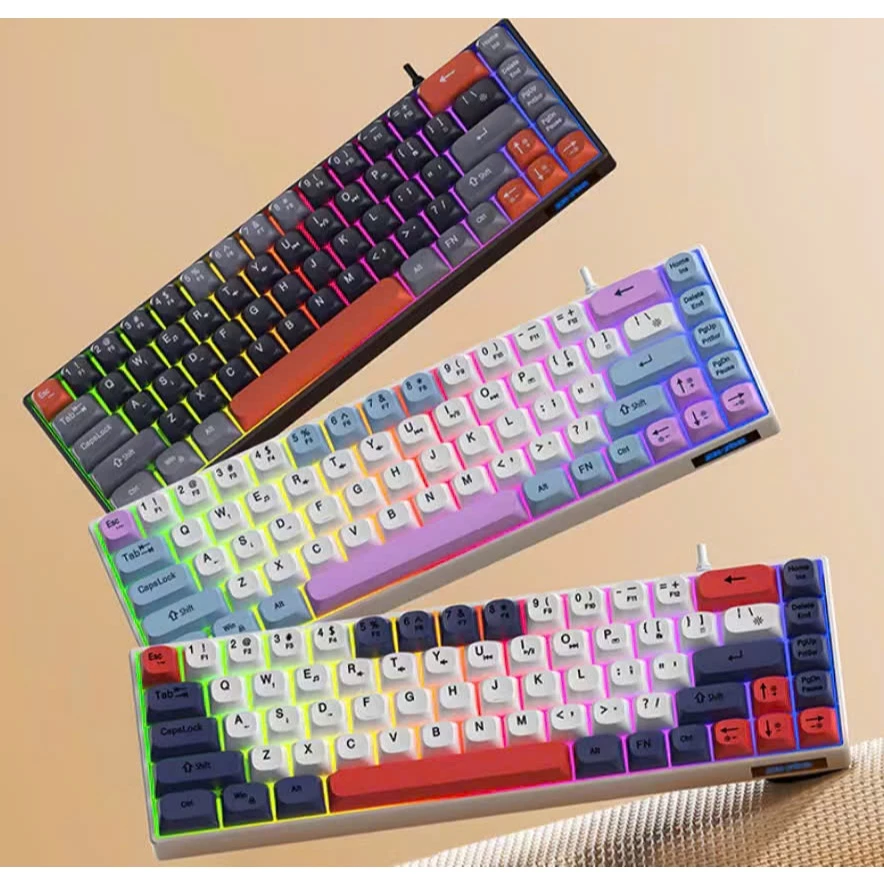 Bàn phím ZK 768 giả cơ gaming 68 phím, có led chơi game văn phòng dành cho người thích sự êm dịu