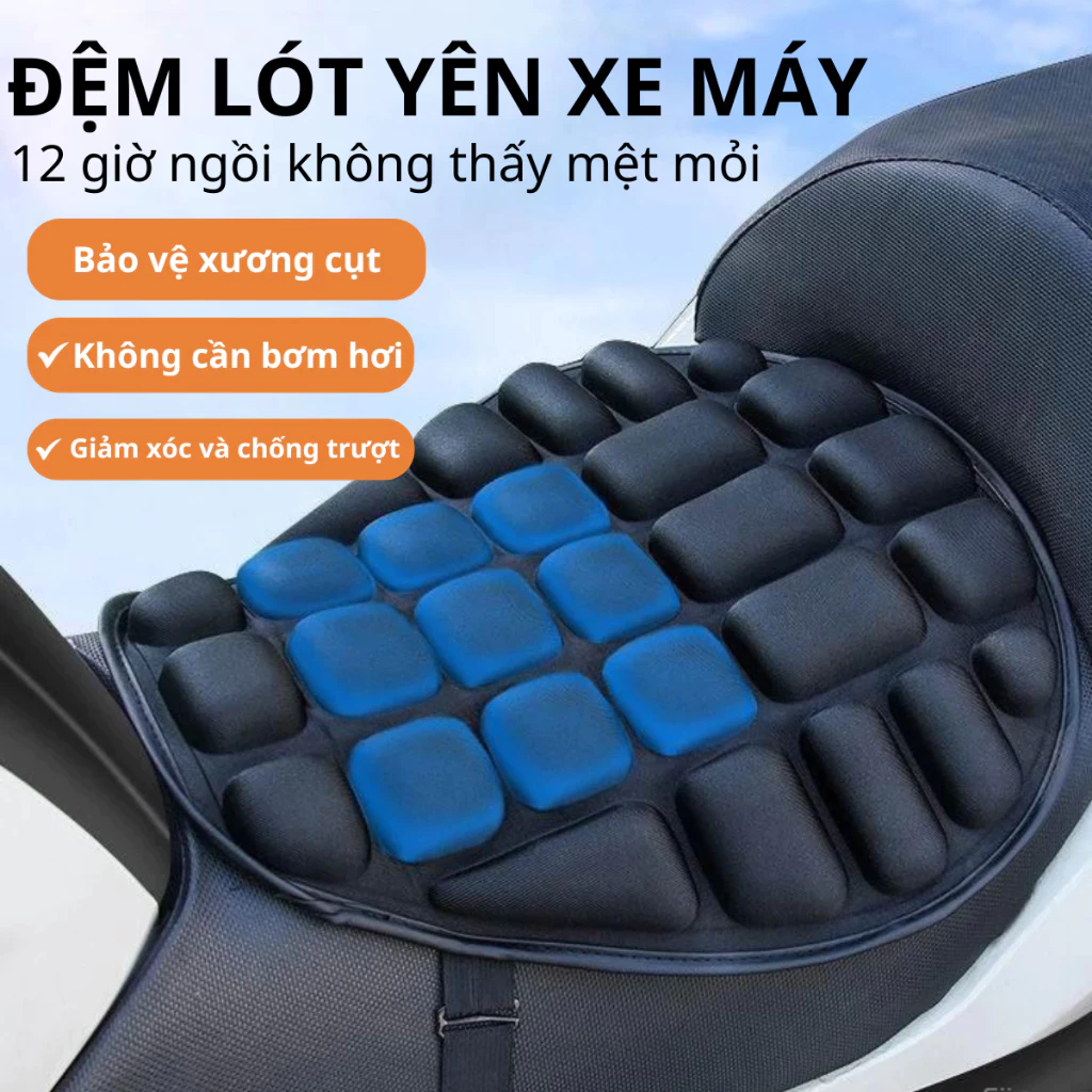 Đệm yên xe máy giảm xóc, chống nắng, dày dặn, chống thấm nước.