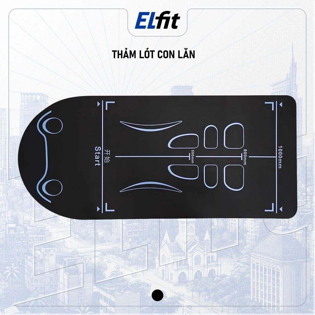 Thảm Lót Con Lăn Tập Bụng 150x60cm Chống Trượt 4mm - Gối Tập Gym Yoga Pilates - ThamConLan