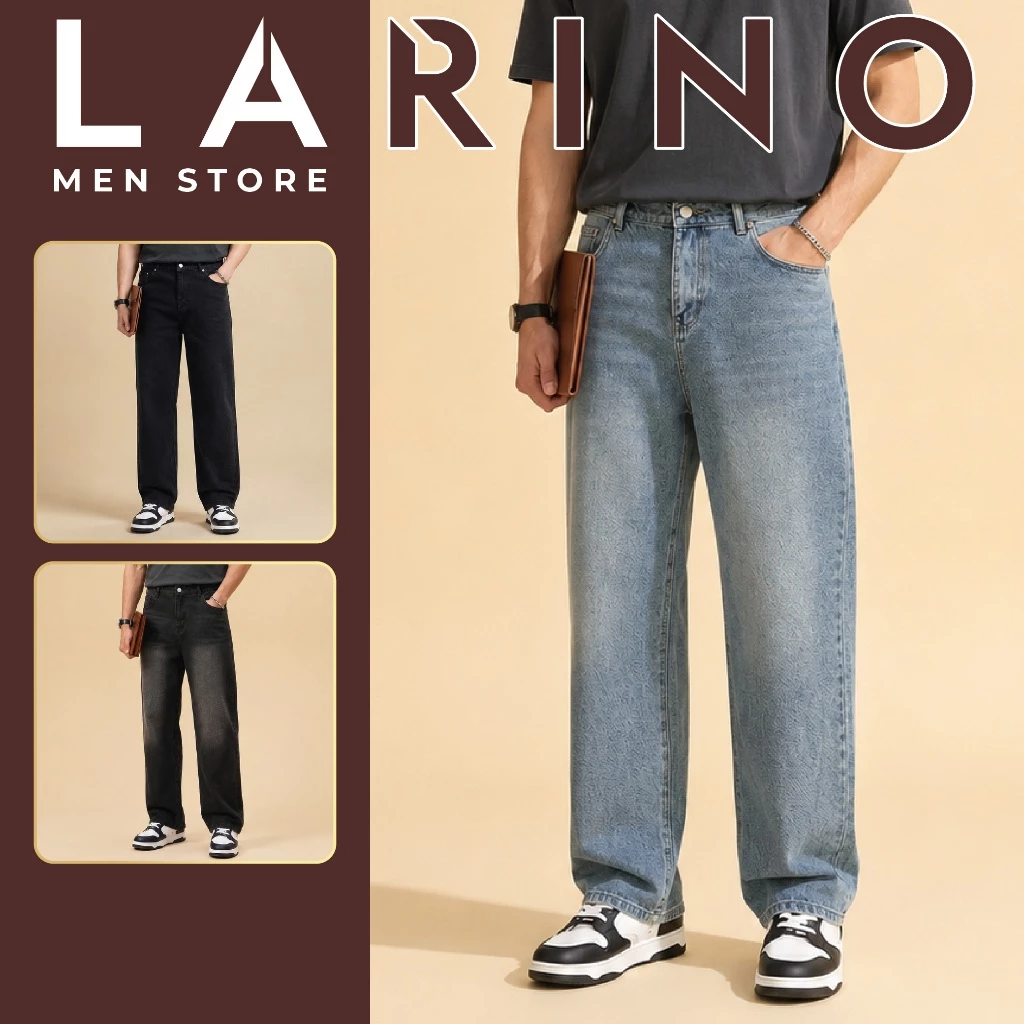 Quần Jean Nam Ống Suông, Quần Bò Vải Cotton Cao Cấp, Thiết Kế Năng Động Phong Cách Hàn