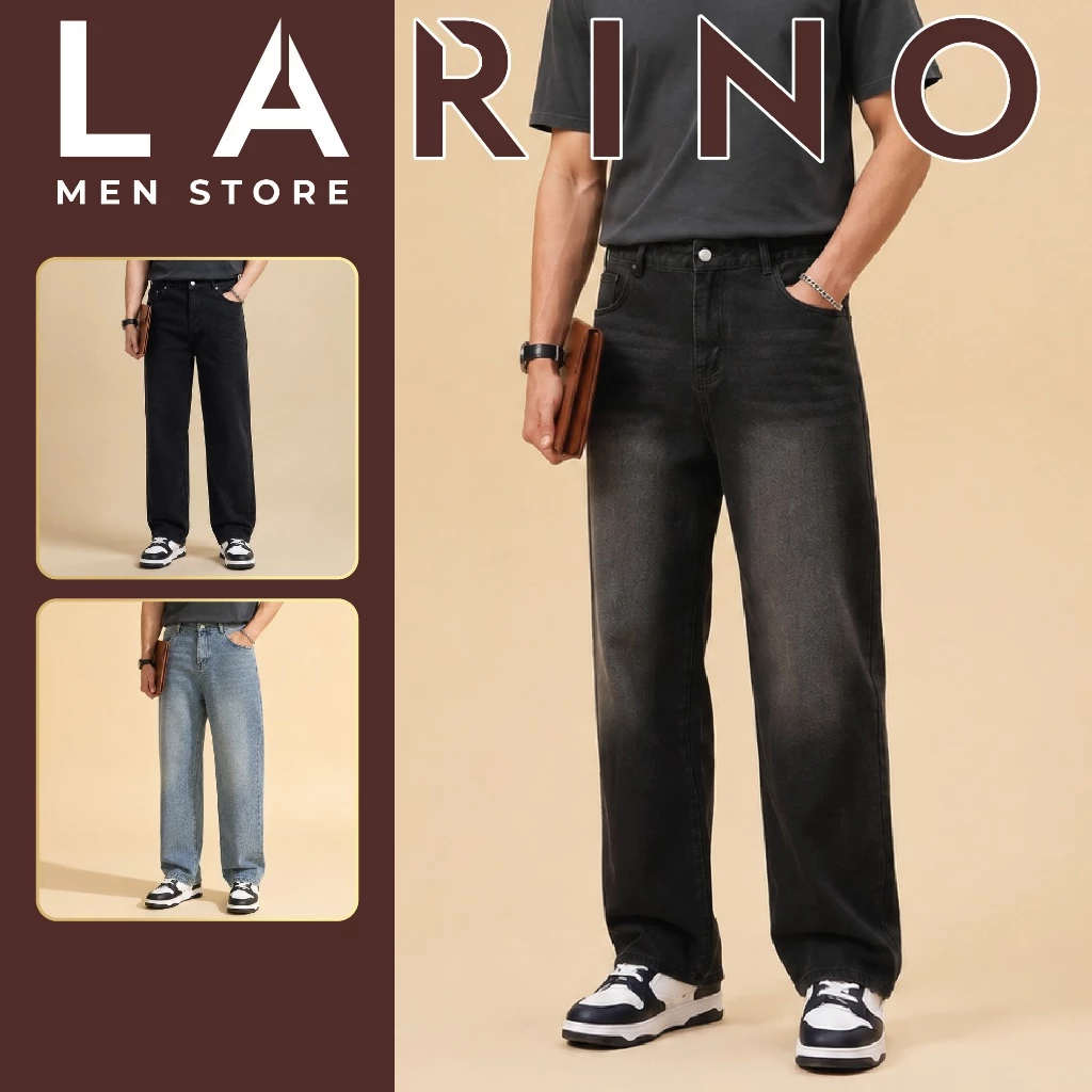 Quần Jean Nam Dáng Baggy Ống Suông Cao Cấp LARINO - Chất Vải Dày Dặn Dễ Phối Đồ
