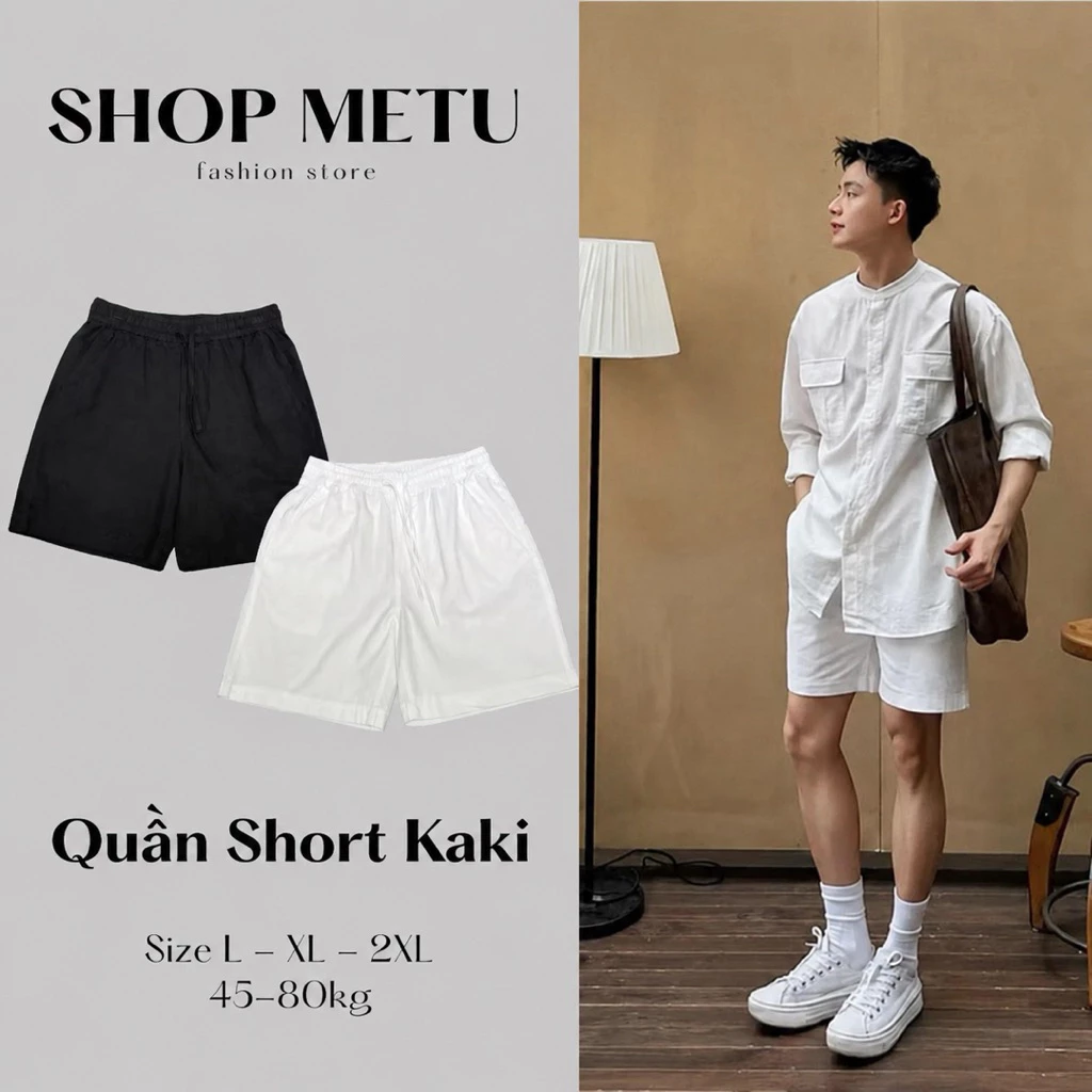 Quần Short Kaki Nam Dây Rút Bản To – Co Giãn Thoải Mái, Form Basic Trẻ Trung