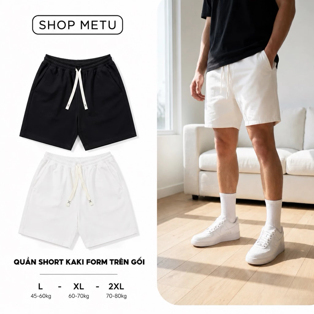 Short Kaki Premium Form Trên Gối Hack Dáng - VẢI KAKI NHUNG XỊN MỀM MỊN, KHÔNG XÙ LÔNG, HẠN CHẾ NHĂN