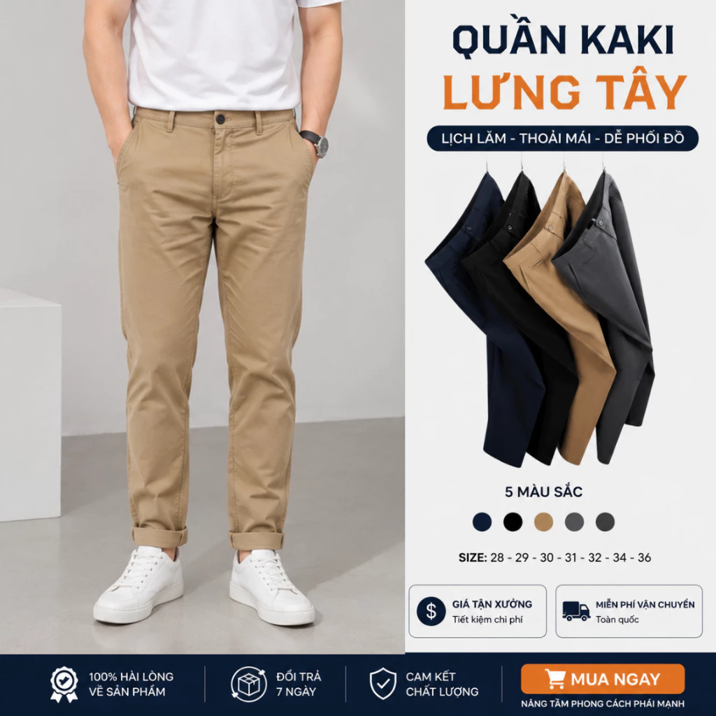 Quần Dài Kaki Nam GEN ALPHA Cao Cấp Co Giãn Dáng Slimfit 5 Màu Basic Dễ Phối Đồ GENA122
