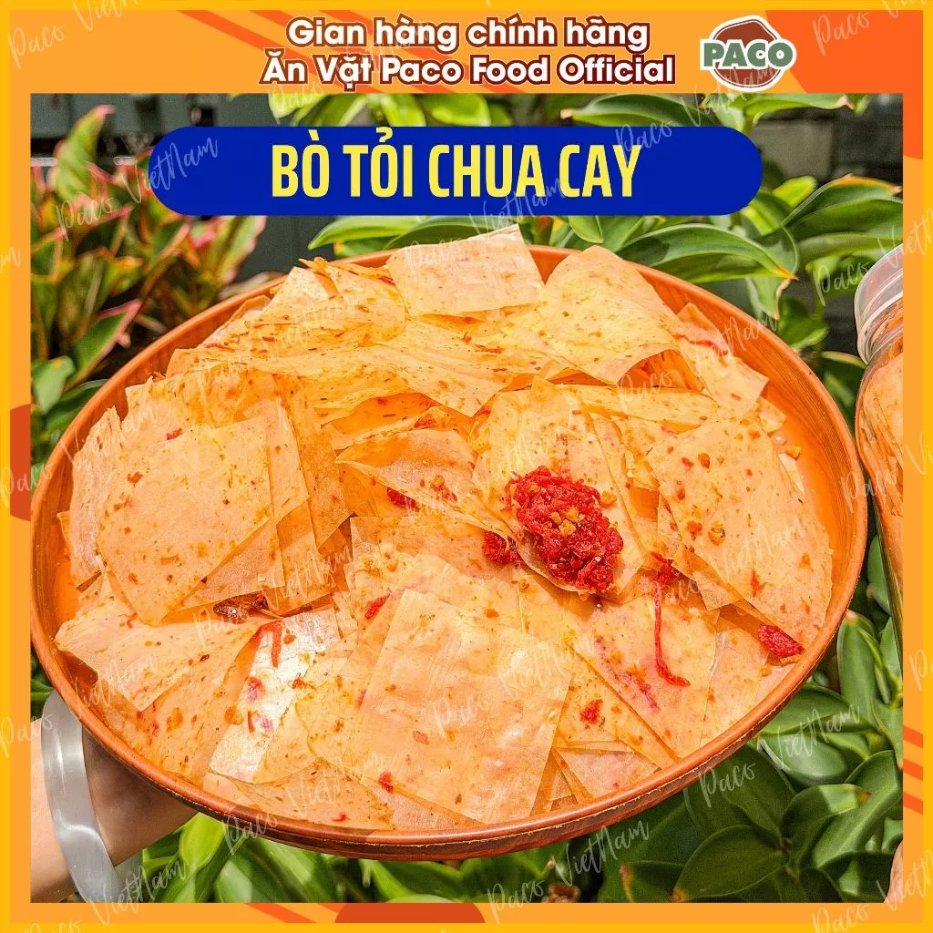 500g Bánh Tráng Trộn Bò Tỏi Chua Cay PACO FOOD bánh tráng trộn ăn vặt ngon thịnh hành