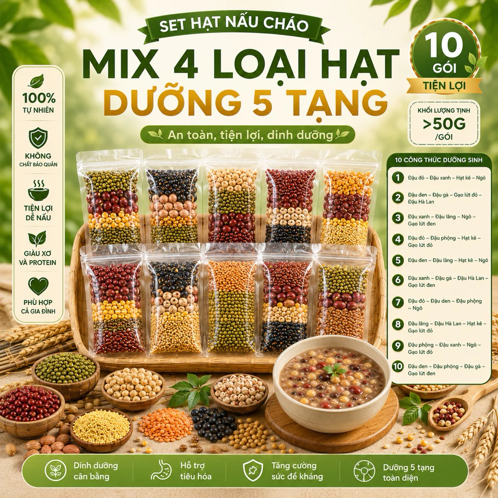 Set Cháo dưỡng sinh Mix 4 loại hạt bổ sung khí huyết, khoẻ dáng đẹp da  Ăn Sáng Healthy, Bổ Sung Dinh Dưỡng