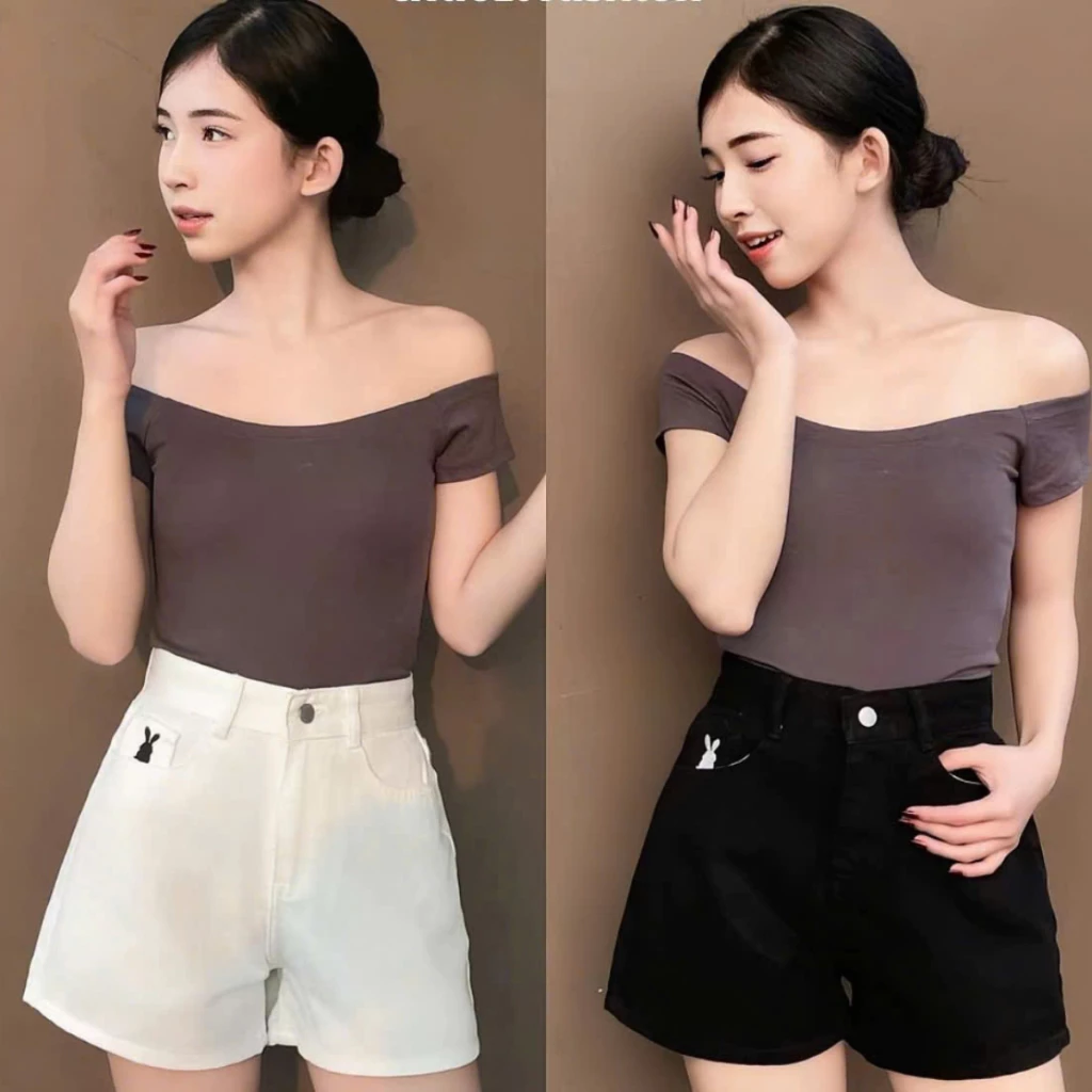 Quần Đùi Jean Nữ Ống Rộng Nhiều Màu Lưng Cạp Cao Vải Cotton Mềm Mát Không Co Giãn Q454