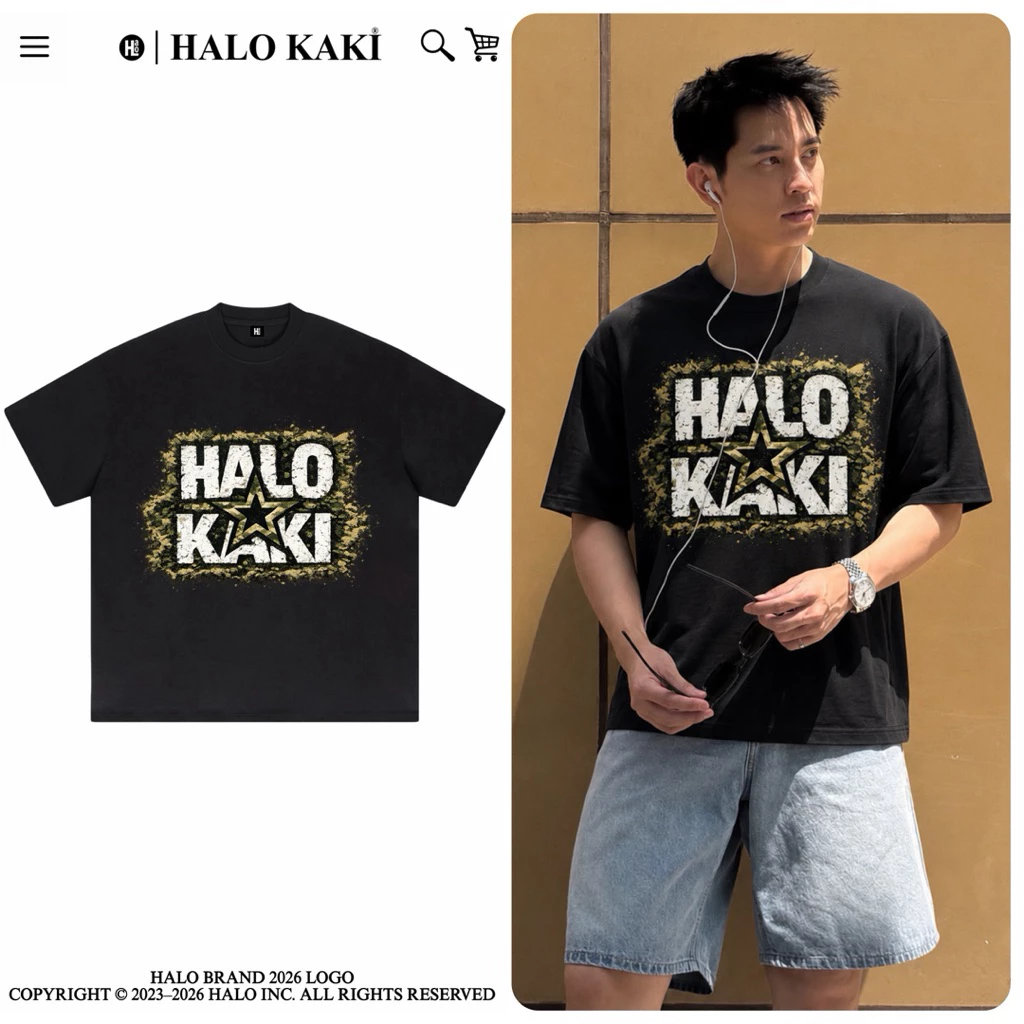 Áo "HALO KAKI STAR LOGO" - form boxy chất thun cotton co dãn 2 chiều