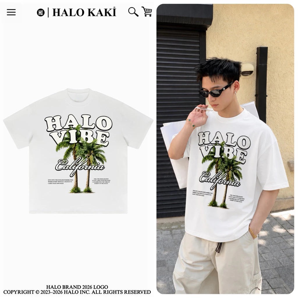Áo "HALO VIBE" - form boxy chất cotton co dãn 2 chiều unisex halo kaki