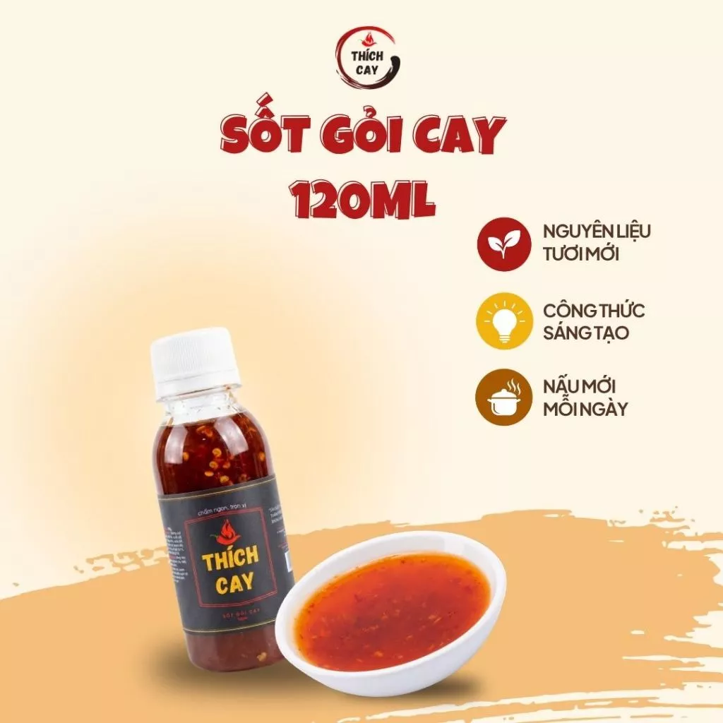 Sốt gỏi cay tiện lợi Thích Cay 120ml dùng trộn gỏi, salad chỉ trong 5 phút