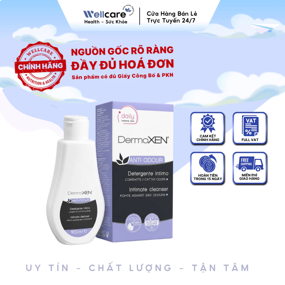[✨CHÍNH HÃNG] Dermoxen Anti Odour - Chai 100ml - Dung Dịch Vệ Sinh Phụ Nữ Hỗ Trợ Khử Mùi, Làm Sạch Dịu Nhẹ