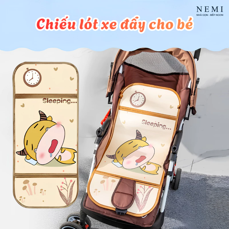 Chiếu Mây Điều Hoà Lót Xe Đẩy Cho Bé NEMI - Đệm Lót Xe Đẩy 2 Mặt Mùa Hè Thoáng Khí Mát Mẻ