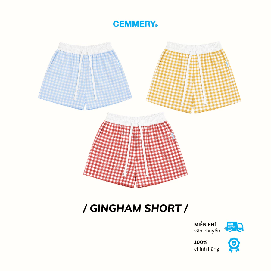 Quần Short CEMMERY Local Brand Chính Hãng Gingham Short Vải Oxford Dày Dặn Form Suông Nhẹ 3 Màu
